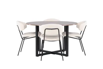 Durango Spisegruppe 120 cm Rund med 4 Chico Stoler - Valnød - Møbler - Bord - Spisegrupper