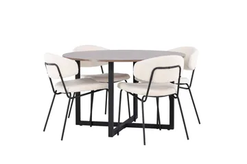 Durango Spisegruppe 120 cm Rund med 4 Chico Stoler - Valnød - Møbler - Bord - Spisegrupper