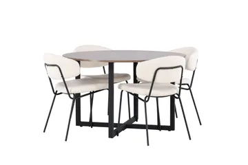 Durango Spisegruppe 120 cm Rund med 4 Chico Stoler - Valnød - Møbler - Bord - Spisegrupper