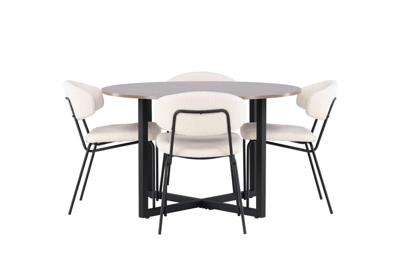 Durango Spisegruppe 120 cm Rund med 4 Chico Stoler - Valnød - Møbler - Bord - Spisegrupper