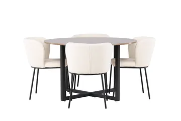 Durango Spisegruppe 120 cm Rund med 4 Edina Stoler - Valnøtt - Møbler - Bord - Spisegrupper