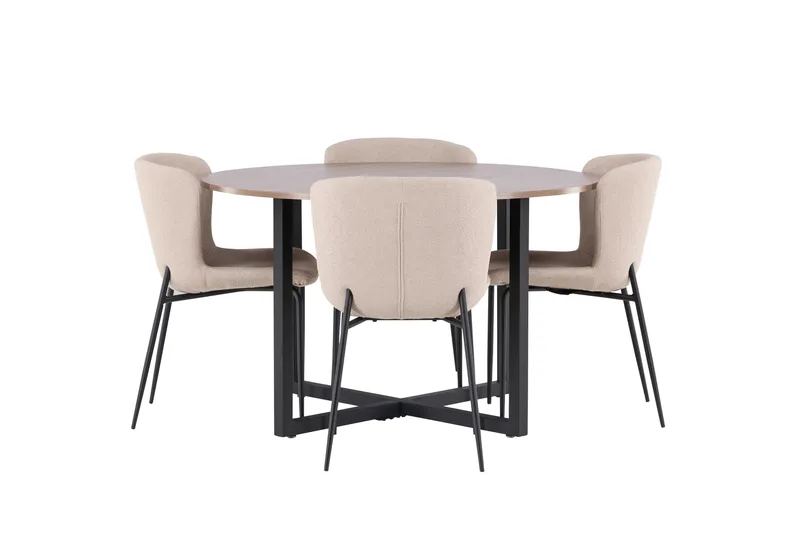 Durango Spisegruppe 120 cm Rund med 4 Modesto Stoler, Valnød