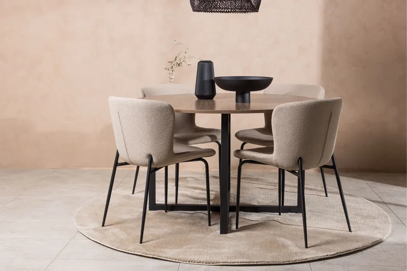 Durango Spisegruppe 120 cm Rund med 4 Modesto Stoler - Valnød - Møbler - Bord - Spisegrupper