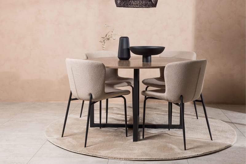 Durango Spisegruppe 120 cm Rund med 4 Modesto Stoler - Valnød - Møbler - Bord - Spisegrupper