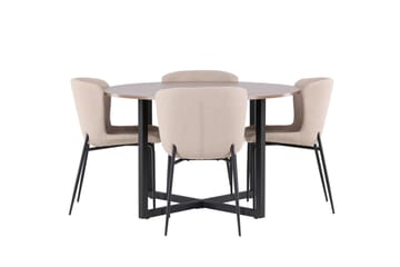 Durango Spisegruppe 120 cm Rund med 4 Modesto Stoler - Valnød - Møbler - Bord - Spisegrupper