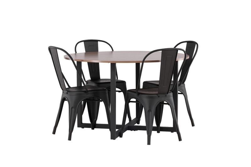 Durango Spisegruppe 120 cm Rund med 4 Tempe Stoler - Valnøtt - Møbler - Bord - Spisegrupper