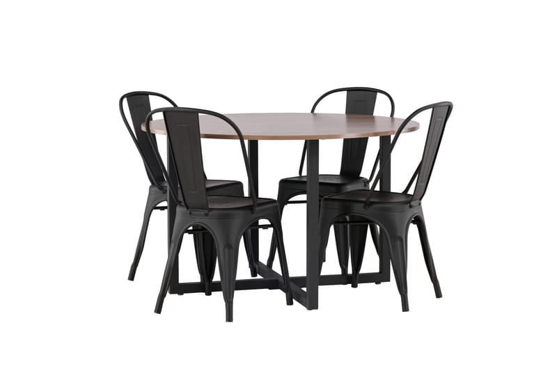 Durango Spisegruppe 120 cm Rund med 4 Tempe Stoler - Valnøtt - Møbler - Bord - Spisegrupper