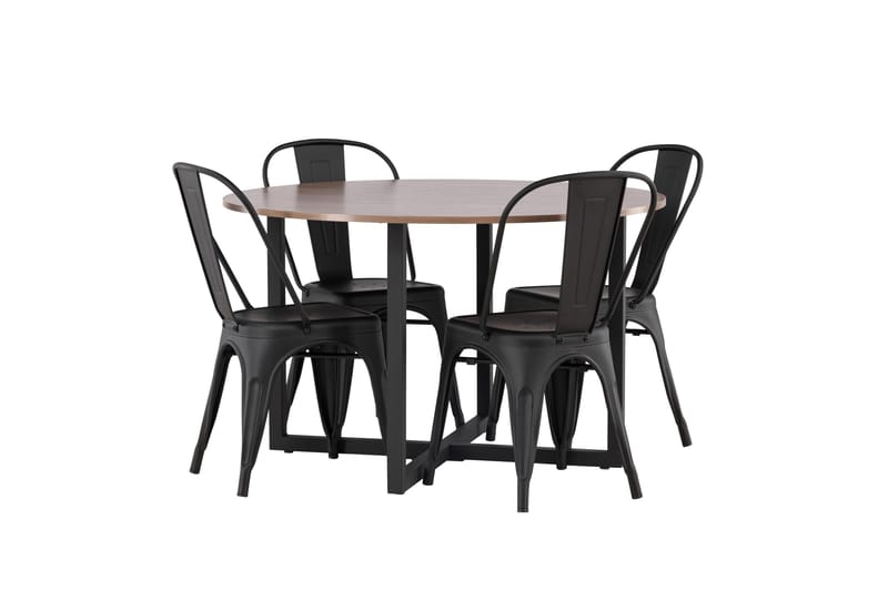 Durango Spisegruppe 120 cm Rund med 4 Tempe Stoler - Valnøtt - Møbler - Bord - Spisegrupper