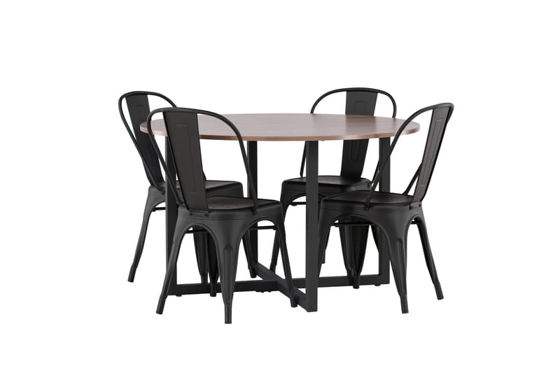 Durango Spisegruppe 120 cm Rund med 4 Tempe Stoler - Valnøtt - Møbler - Bord - Spisegrupper