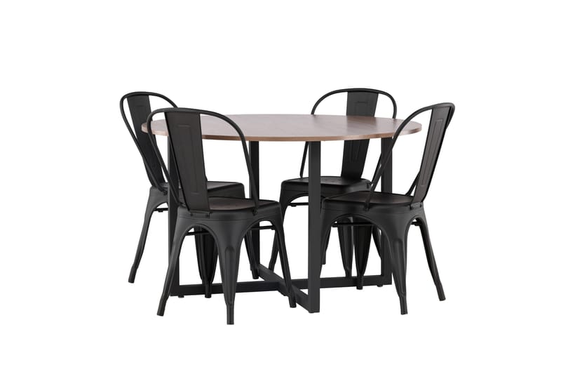Durango Spisegruppe 120 cm Rund med 4 Tempe Stoler - Valnøtt - Møbler - Bord - Spisegrupper