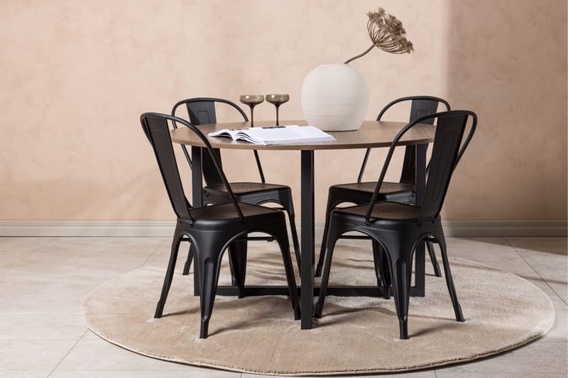 Durango Spisegruppe 120 cm Rund med 4 Tempe Stoler - Valnøtt - Møbler - Bord - Spisegrupper