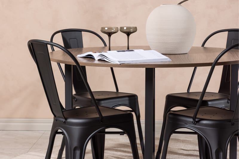 Durango Spisegruppe 120 cm Rund med 4 Tempe Stoler - Valnøtt - Møbler - Bord - Spisegrupper