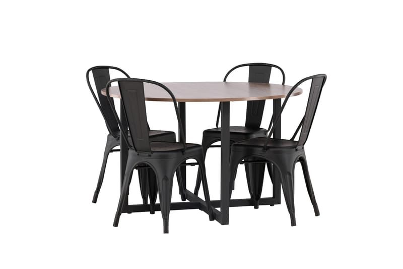 Durango Spisegruppe 120 cm Rund med 4 Tempe Stoler - Valnøtt - Møbler - Bord - Spisegrupper