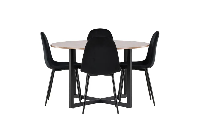 Durango Spisegruppe 120 cm Rund med 4 Polar Stoler - Valnød - Møbler - Bord - Spisegrupper