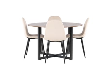 Durango Spisegruppe 120 cm Rund med 4 Polar Stoler - Valnød - Møbler - Bord - Spisegrupper