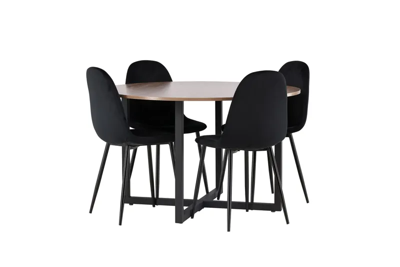 Durango Spisegruppe 120 cm Rund med 4 Polar Stoler - Valnød - Møbler - Bord - Spisegrupper