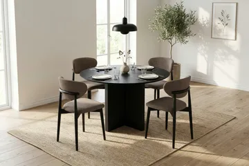 Edda Rundt Spisebord 110 cm Finér - Svartbeiset eik - Møbler - Bord - Spisebord & kjøkkenbord