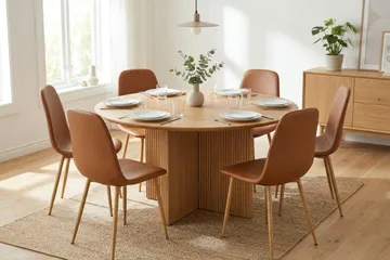 Edda Rundt Spisebord 130 cm Finér - Eik - Møbler - Bord - Spisebord & kjøkkenbord