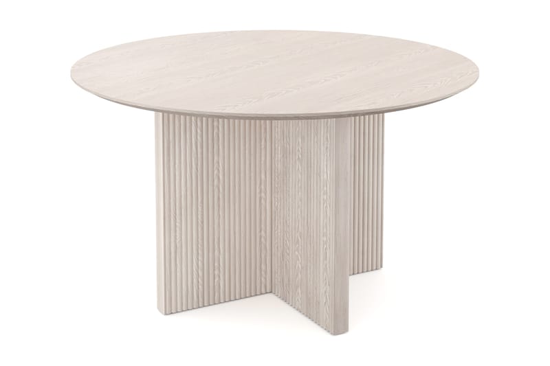 Edda Rundt Spisebord 130 cm i Tre med Hvitlaserad Eik-utseende - Hvitbeiset eik - Møbler - Bord - Spisebord & kjøkkenbord