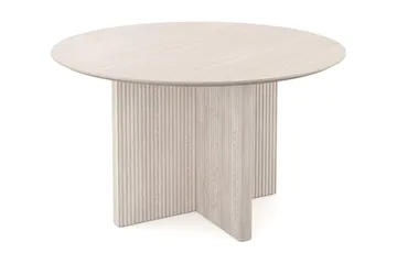 Edda Rundt Spisebord 130 cm i Tre med Hvitlasert Eik-utseende - Hvitbeiset eik - Møbler - Bord - Spisebord & kjøkkenbord