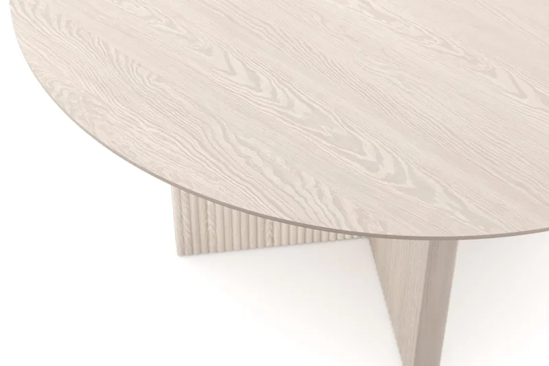 Edda Rundt Spisebord 150 cm Finér - Hvitlasert eik - Møbler - Bord - Spisebord & kjøkkenbord