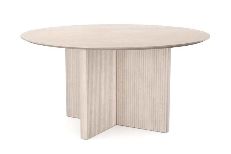 Edda Rundt Spisebord 150 cm Finér - Hvitlasert eik - Møbler - Bord - Spisebord & kjøkkenbord
