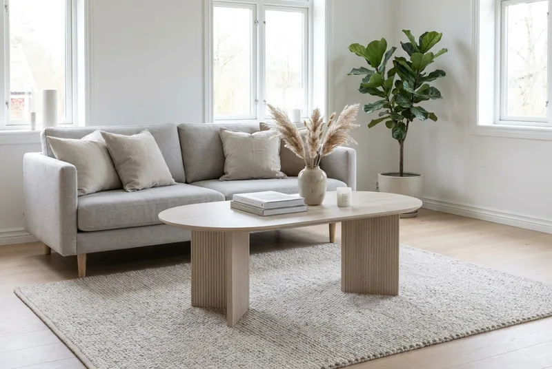 Edda Sofabord Ovalt 120 cm - Hvitlasert - Møbler - Bord - Sofabord
