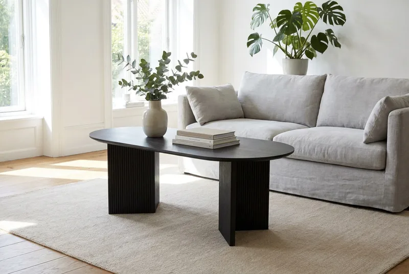 Edda Sofabord Ovalt 120 cm - Svartbeiset eik - Møbler - Bord - Sofabord