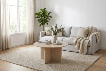Edda Sofabord Rundt 85 cm - Travertin - Møbler - Bord - Sofabord