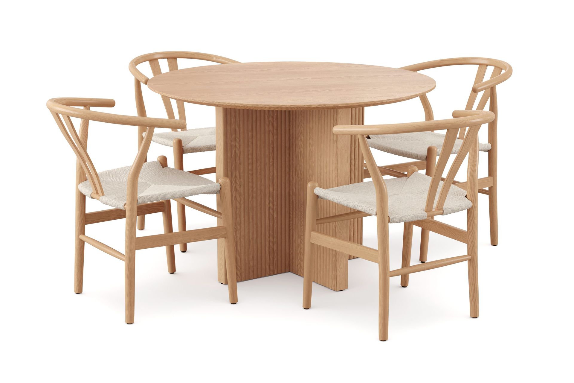 Edda spisegruppe rund 110 cm eik med 4 Dastoori spisestoler - Eik