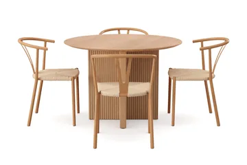 Edda spisegruppe rund 110 cm eik med 4 Elysia spisestoler - Eik - Møbler - Bord - Spisegrupper