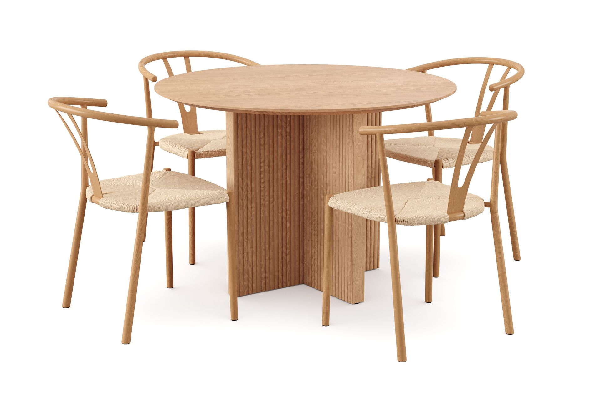 Edda spisegruppe rund 110 cm eik med 4 Elysia spisestoler - Eik