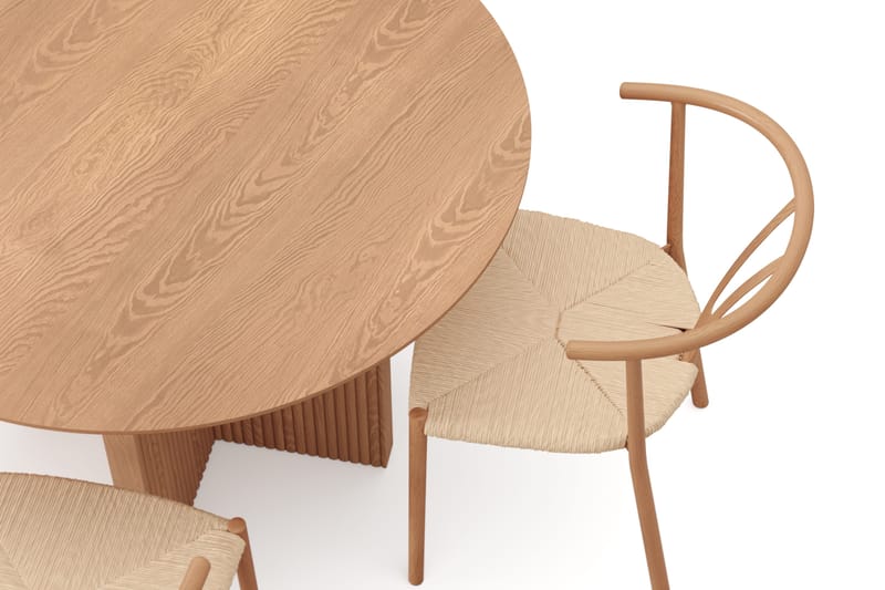 Edda spisegruppe rund 110 cm eik med 4 Elysia spisestoler - Eik - Møbler - Bord - Spisegrupper
