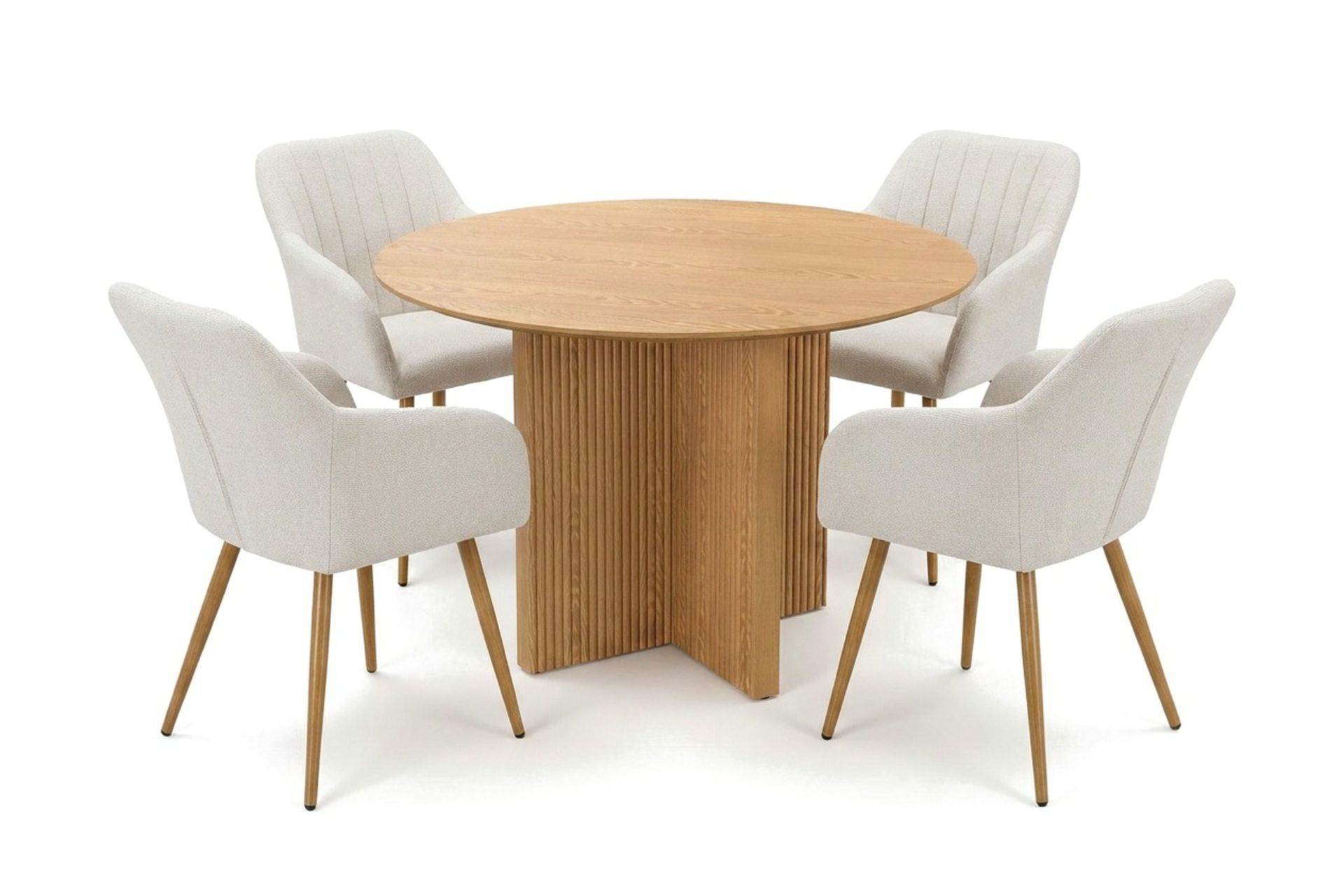 Edda spisegruppe rund 110 cm eik med 4 Filippa spisestoler - Eik