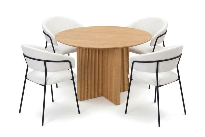 Edda spisegruppe rund 110 cm eik med 4 Karol spisestoler - Eik - Møbler - Bord - Spisegrupper