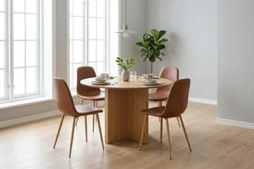 Edda spisegruppe rund 110 cm Eik med 4 Nibe spisestoler - Eik - Møbler - Bord - Spisegrupper