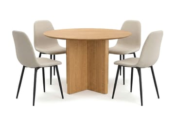 Edda spisegruppe rund 110 cm Eik med 4 Nibe spisestoler - Eik - Møbler - Bord - Spisegrupper