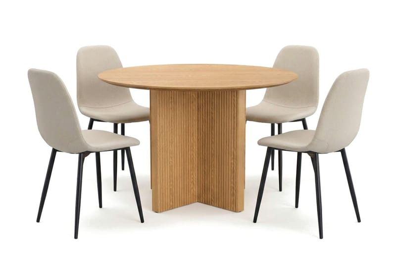 Edda spisegruppe rund 110 cm Eik med 4 Nibe spisestoler - Eik - Møbler - Bord - Spisegrupper