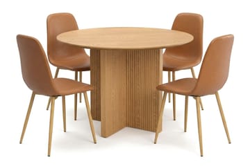 Edda spisegruppe rund 110 cm Eik med 4 Nibe spisestoler - Eik - Møbler - Bord - Spisegrupper