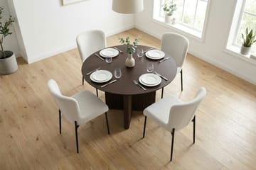 Edda spisegruppe rund 110 cm røkt eik med 4 Elsie spisestoler - Røkt eik - Møbler - Bord - Spisegrupper