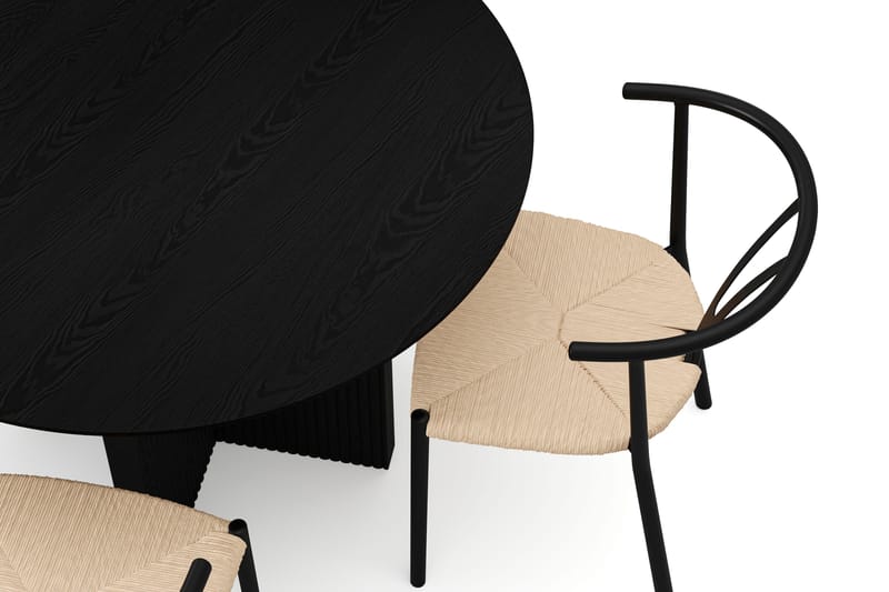 Edda spisegruppe rund 110 cm svart med 4 Elysia spisestoler - Svartbeiset eik - Møbler - Bord - Spisegrupper
