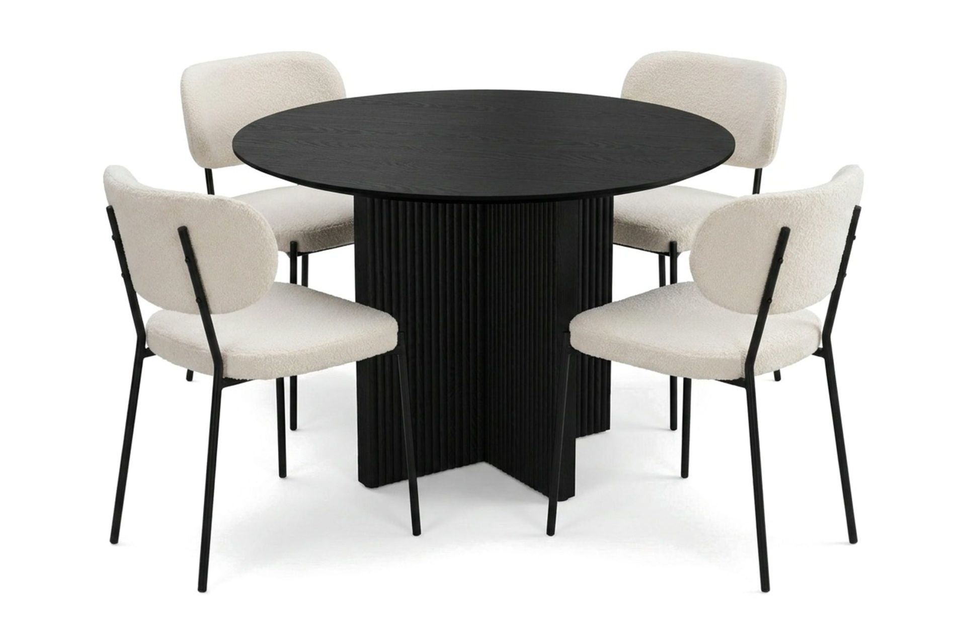 Edda spisegruppe rund 110 cm svart med 4 Gemmiano spisestoler - Svart