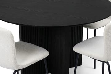 Edda spisegruppe rund 110 cm svart med 4 Katy spisestoler - Svartbeiset eik - Møbler - Bord - Spisegrupper