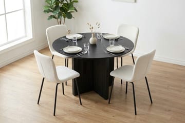 Edda spisegruppe rund 110 cm svart med 4 Katy spisestoler - Svartbeiset eik - Møbler - Bord - Spisegrupper