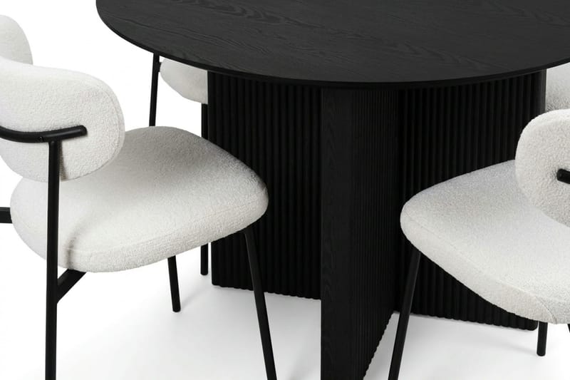 Edda spisegruppe rund 110 cm Svart med 4 Lucy spisestoler - Svart - Møbler - Bord - Spisegrupper
