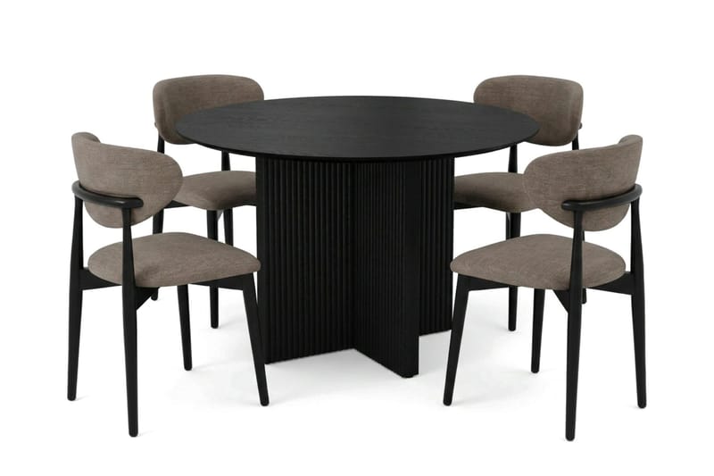 Edda spisegruppe rund 110 cm svart med 4 Molly spisestoler - Svart - Møbler - Bord - Spisegrupper
