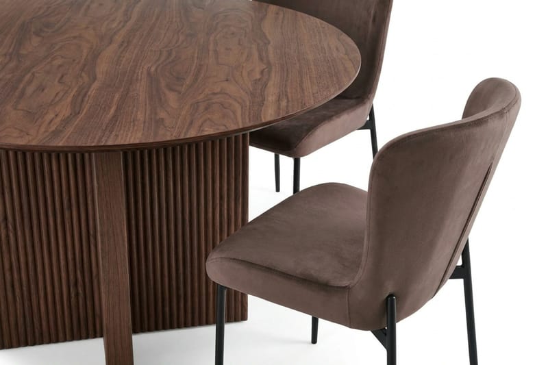 Edda spisegruppe rund 110 cm valnøtt med 4 Elsie spisestoler - Valnøtt/brun - Møbler - Bord - Spisegrupper