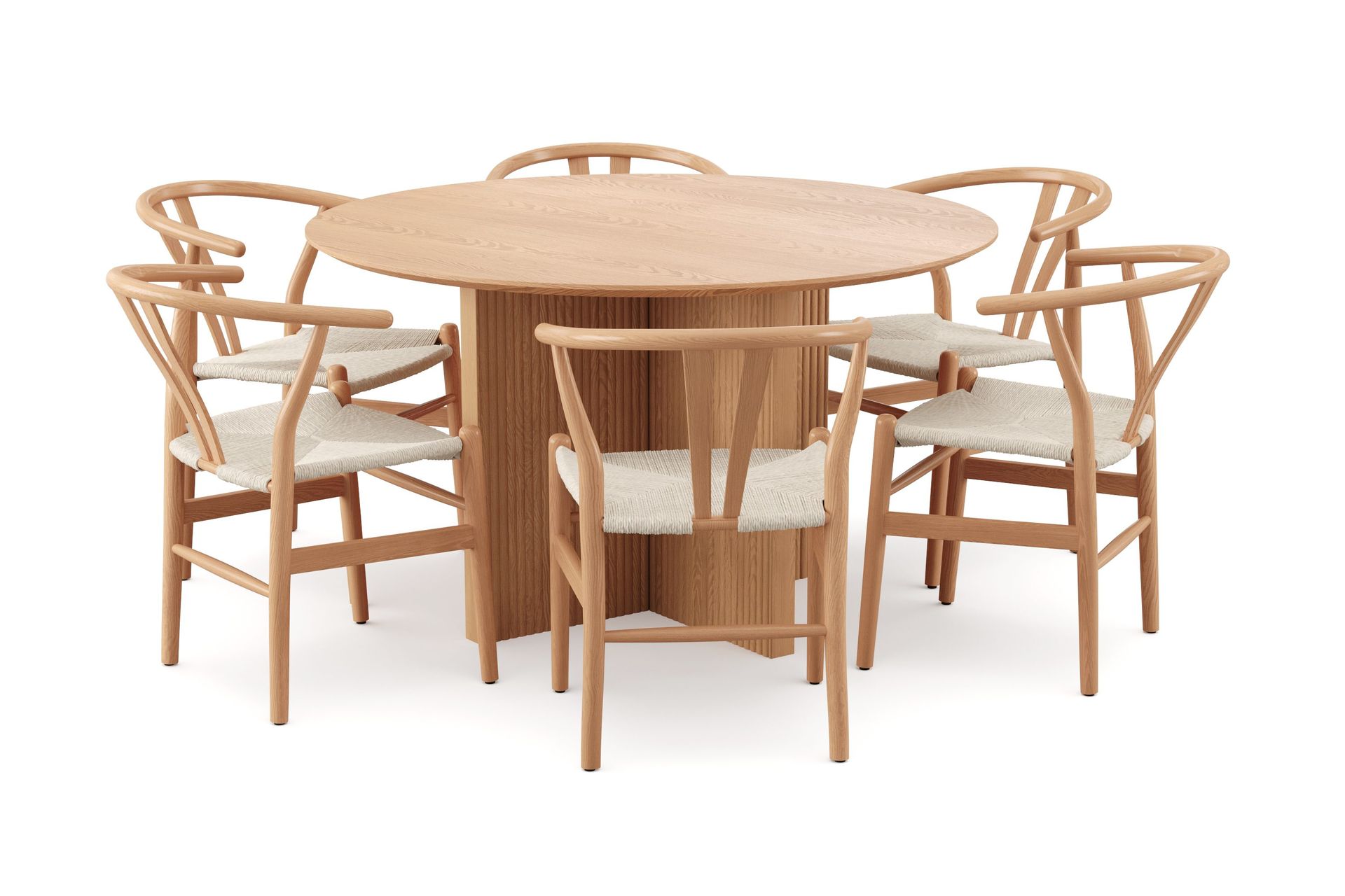 Edda spisegruppe rund 130 cm eik med 6 Dastoori spisestoler - Eik