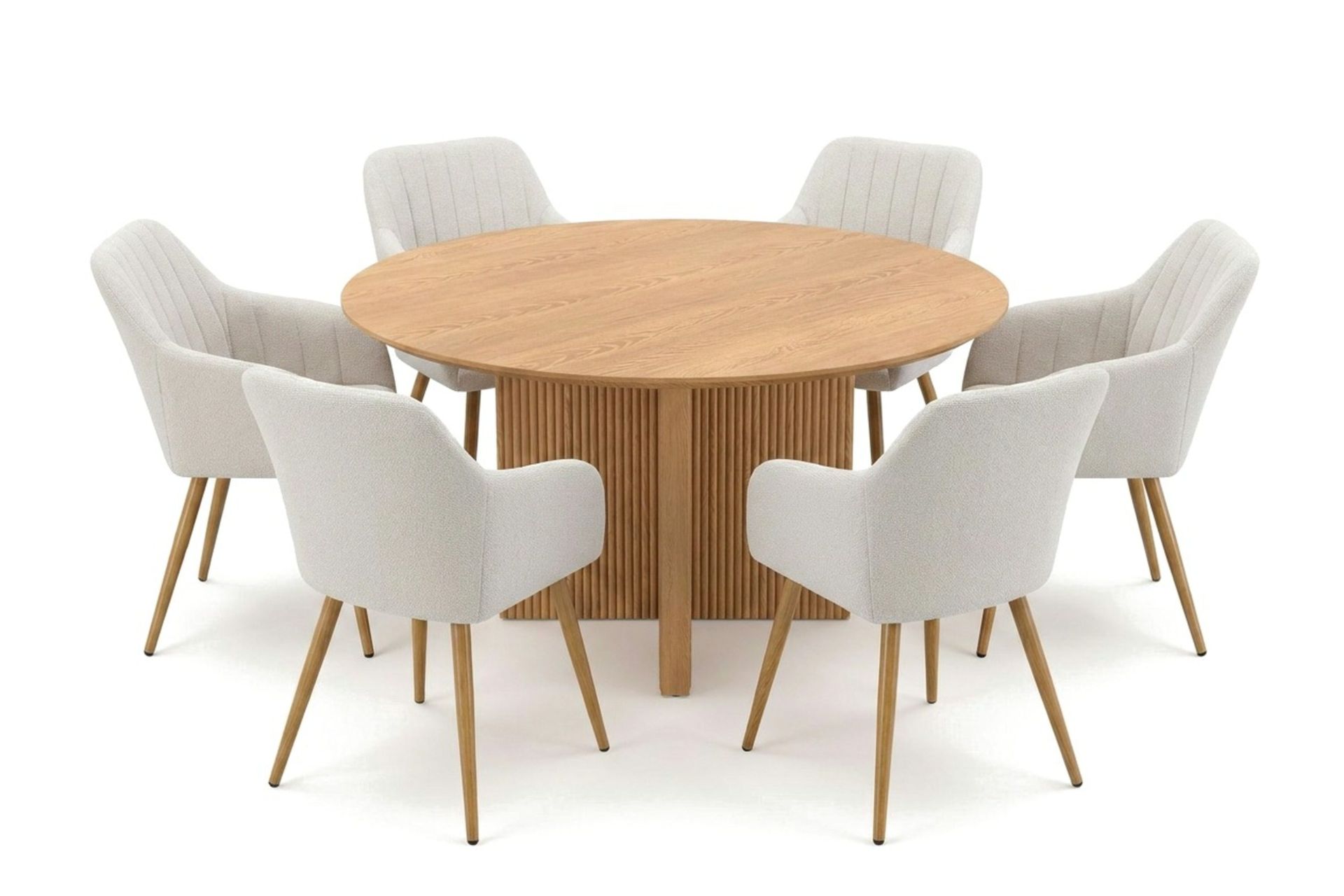 Edda spisegruppe rund 130 cm eik med 6 Filippa spisestoler - Eik