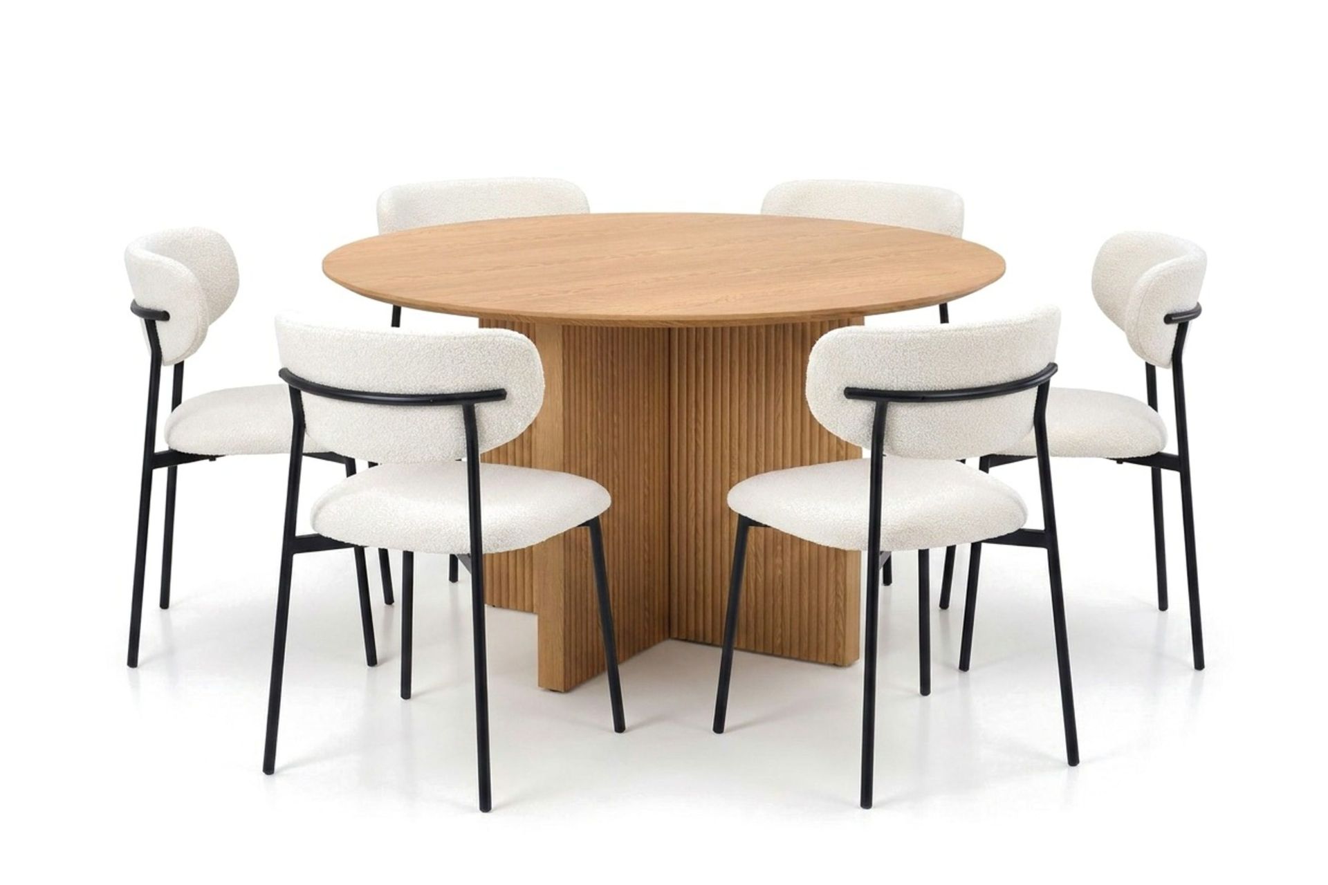 Edda spisegruppe rund 130 cm eik med 6 Lucy spisestoler - Eik